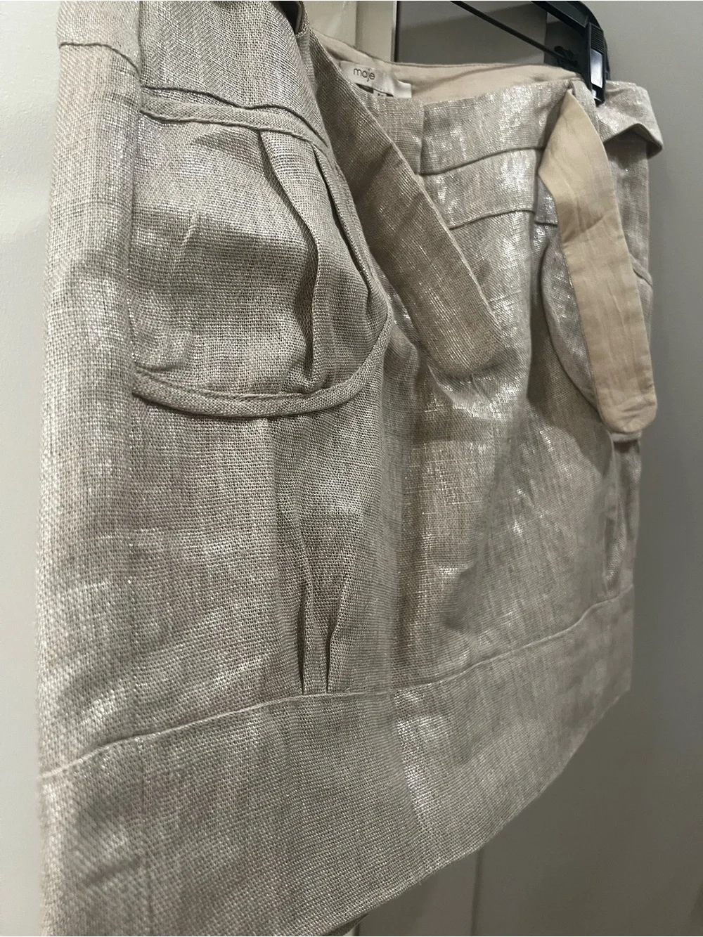 Maje Mini Skirt with Tie Waist